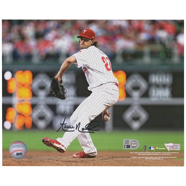 Aaron Nola Philadelphia Phillies Fanatics Authentic Autographed 8" x 10" Pitching Photograph - The Ballers Bank