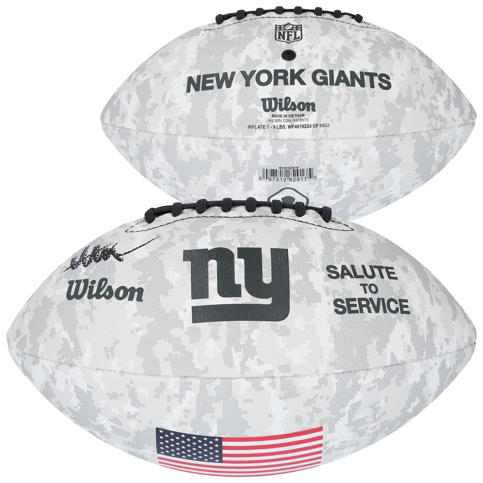 Abdul Carter New York Giants Autographed Fanatics Authentic Wilson 2024 Salute To Service Football - The Ballers Bank