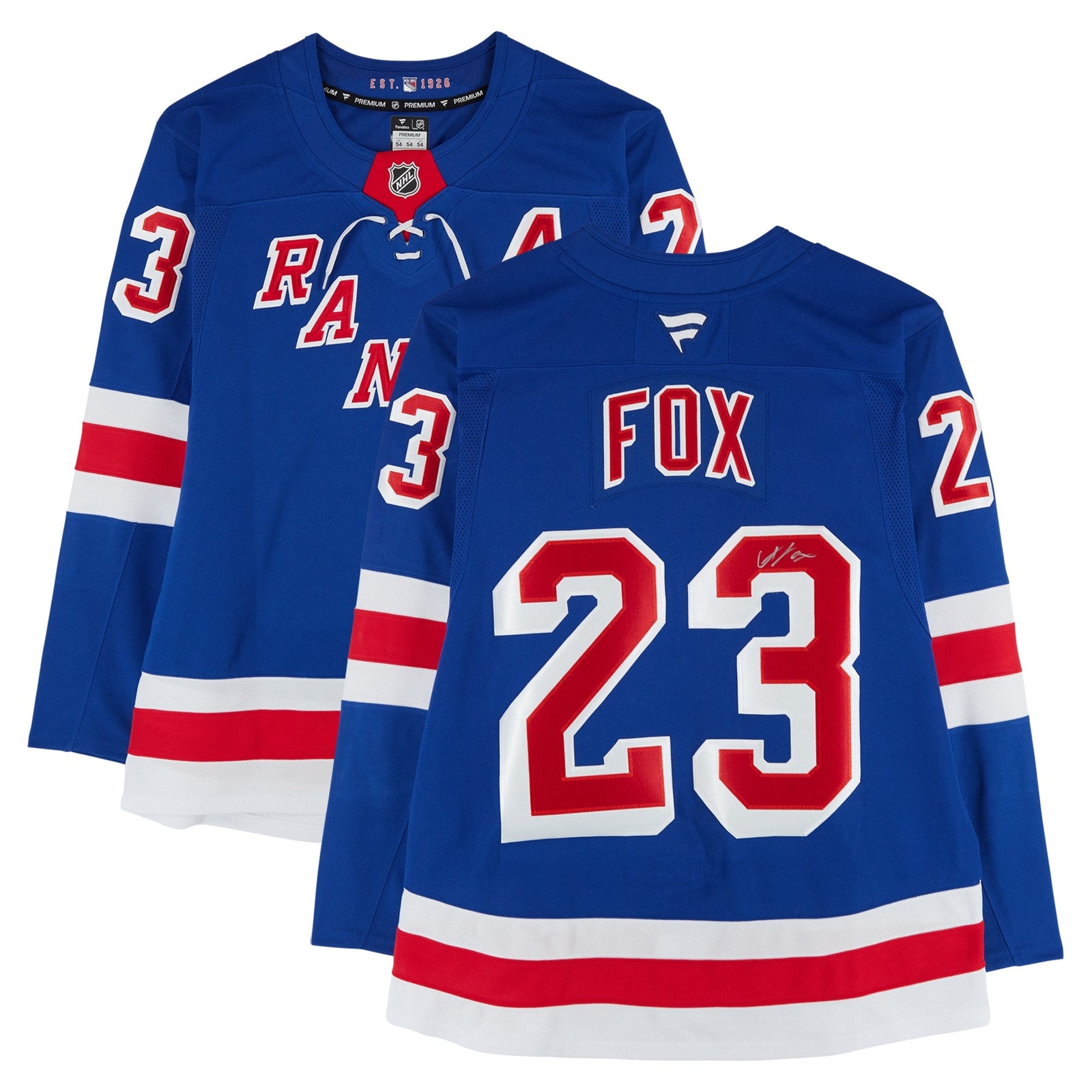 Adam Fox New York Rangers Autographed Fanatics Authentic Blue Fanatics Premium Jersey - The Ballers Bank