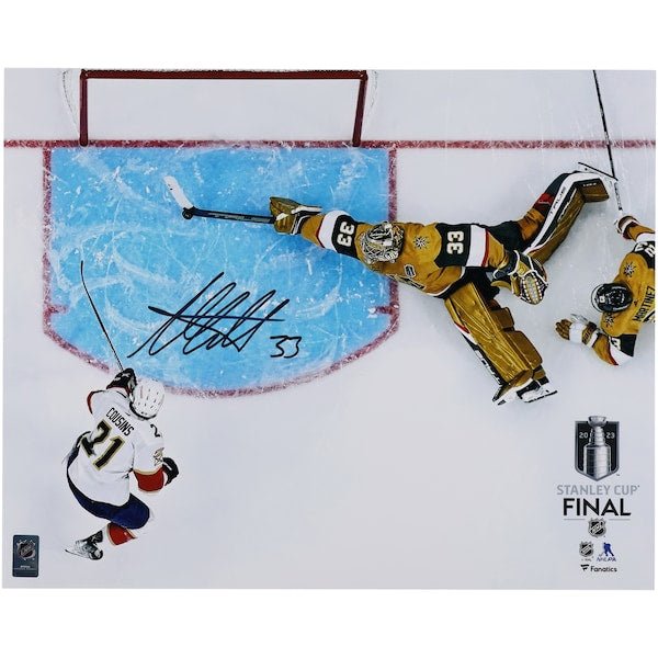 Adin Hill Vegas Golden Knights Autographed Fanatics Authentic 16" x 20" 2023 Stanley Cup Final Game One Save Photograph - The Ballers Bank