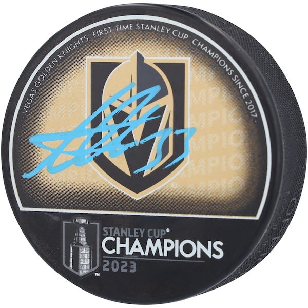 Adin Hill Vegas Golden Knights Autographed Fanatics Authentic 2023 Stanley Cup Champions Hockey Puck - The Ballers Bank