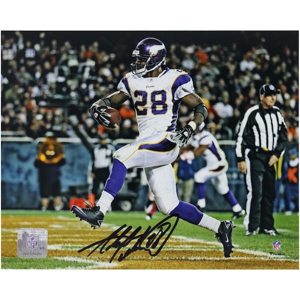 Adrian Peterson Minnesota Vikings Autographed Fanatics Authentic 8" x 10" High Step Touchdown Photograph - The Ballers Bank