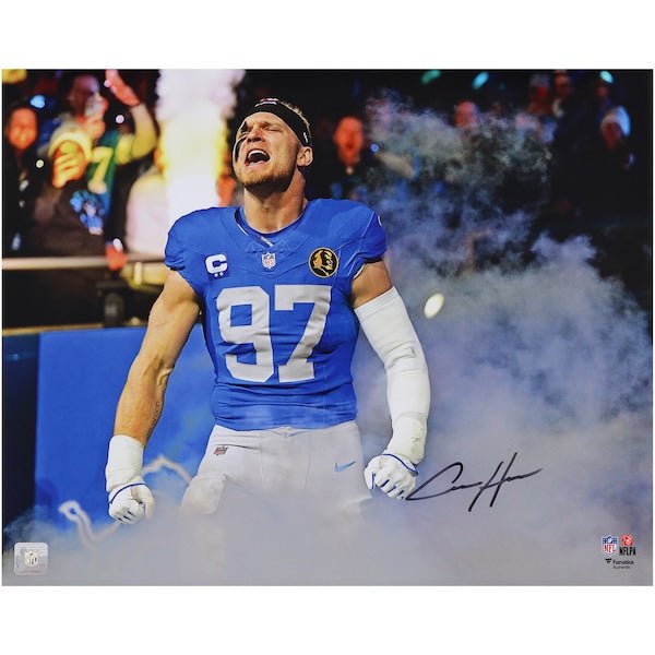 Aidan Hutchinson Detroit Lions Autographed Fanatics Authentic 16" x 20" Smoke Entrance Spotlight Photograph - The Ballers Bank
