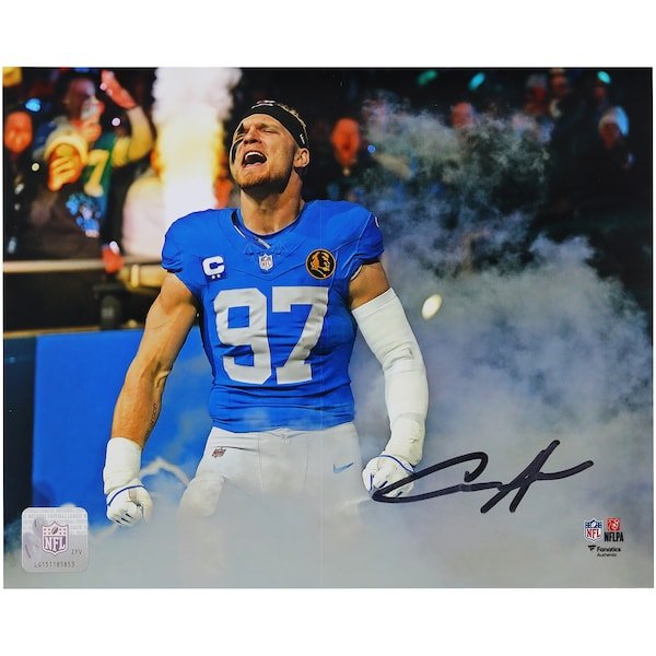 Aidan Hutchinson Detroit Lions Autographed Fanatics Authentic 8" x 10" Smoke Entrance Spotlight Photograph - The Ballers Bank