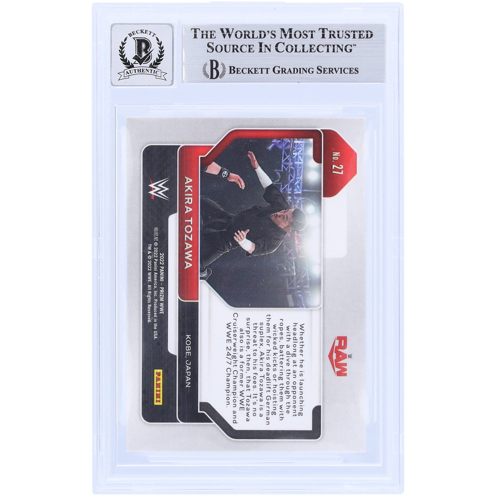Akira Tozawa WWE Autographed 2022 Panini Prizm 27 Beckett Fanatics Witnessed Authenticated 10 Card - The Ballers Bank
