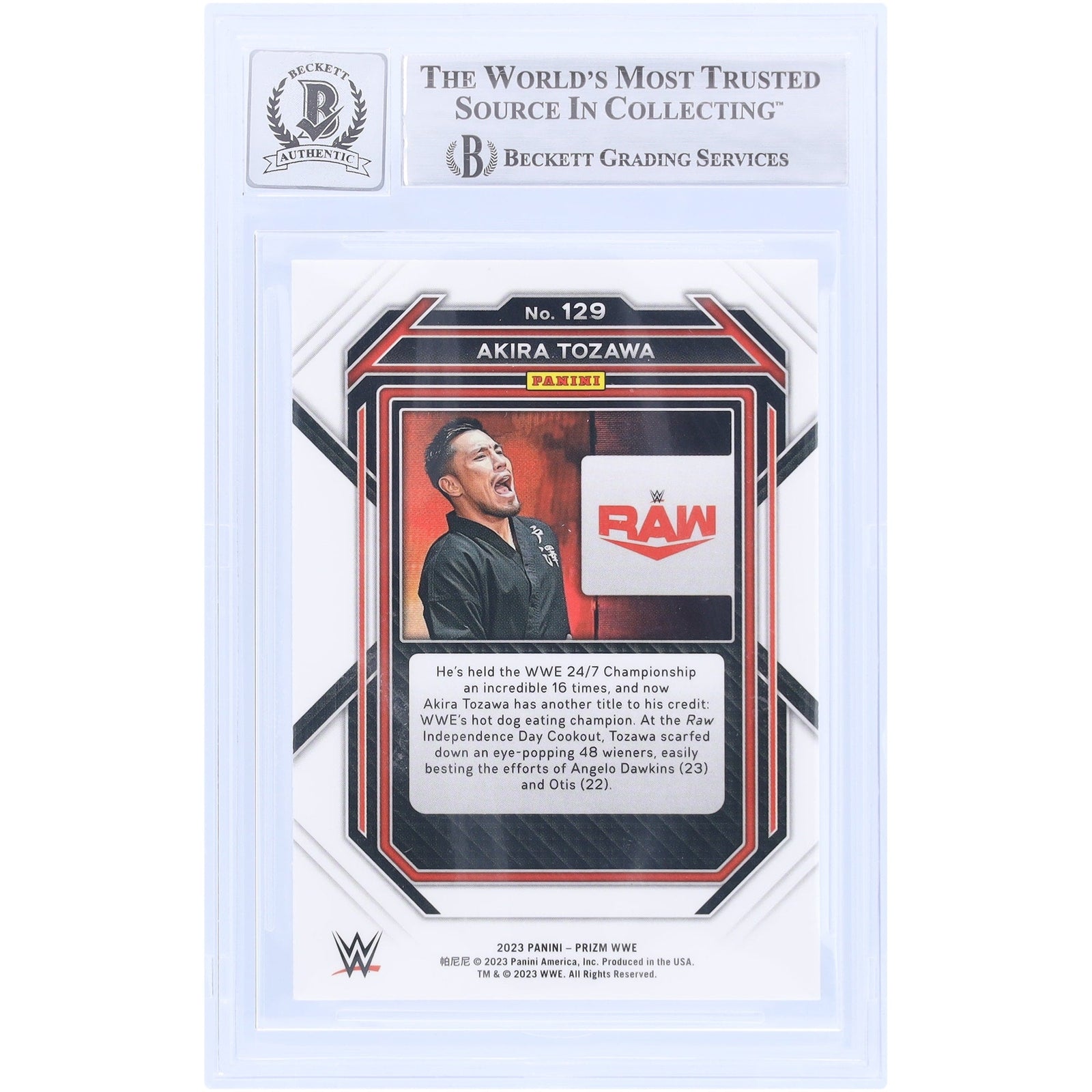Akira Tozawa WWE Autographed 2023 Panini Prizm 129 Beckett Fanatics Witnessed Authenticated 10 Card - The Ballers Bank