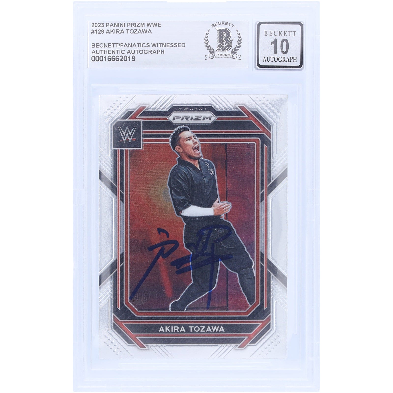 Akira Tozawa WWE Autographed 2023 Panini Prizm 129 Beckett Fanatics Witnessed Authenticated 10 Card - The Ballers Bank