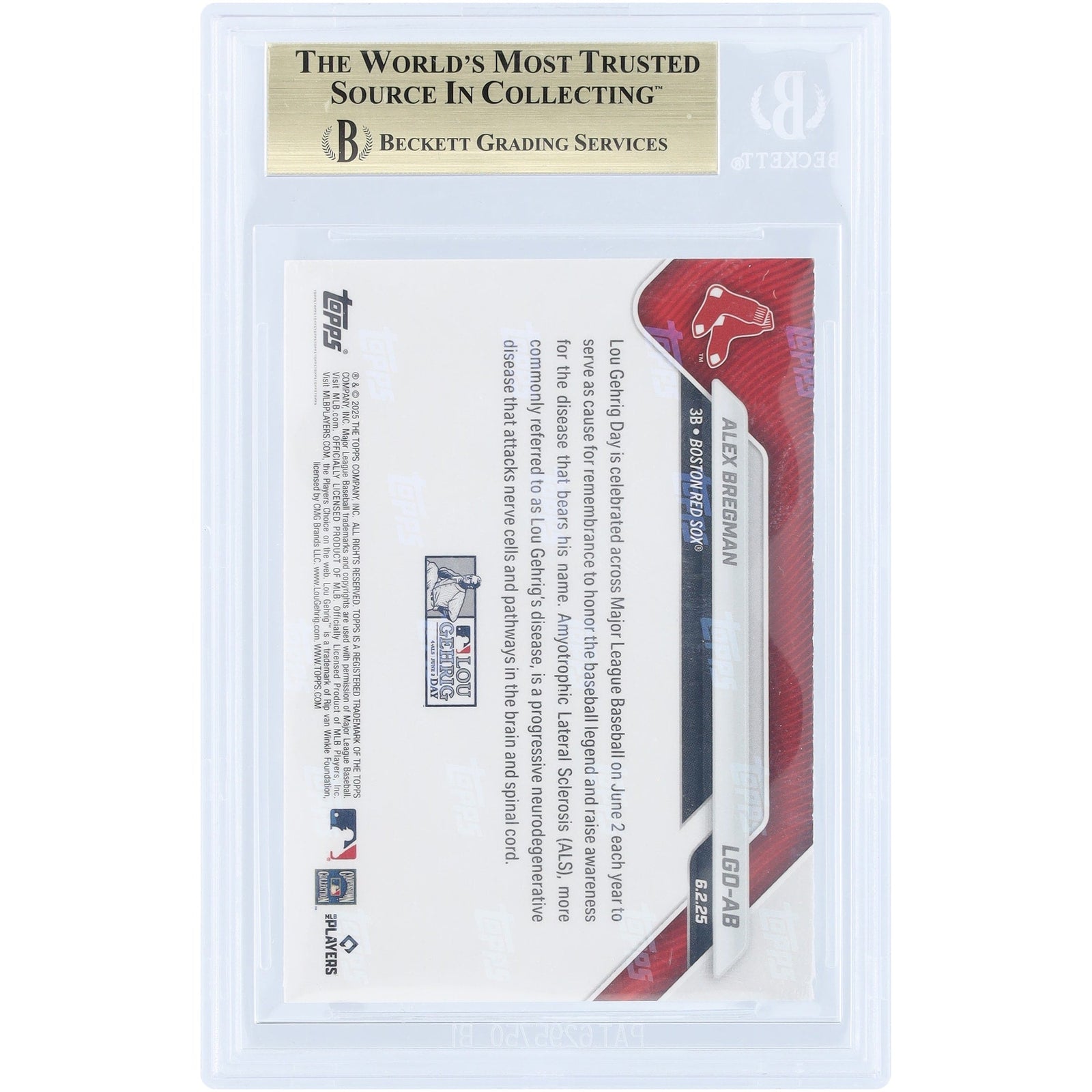 Alex Bregman Boston Red Sox 2025 Topps Now Lou Gehrig Day LGD - AB BGS Authenticated 9.5 Card - The Ballers Bank
