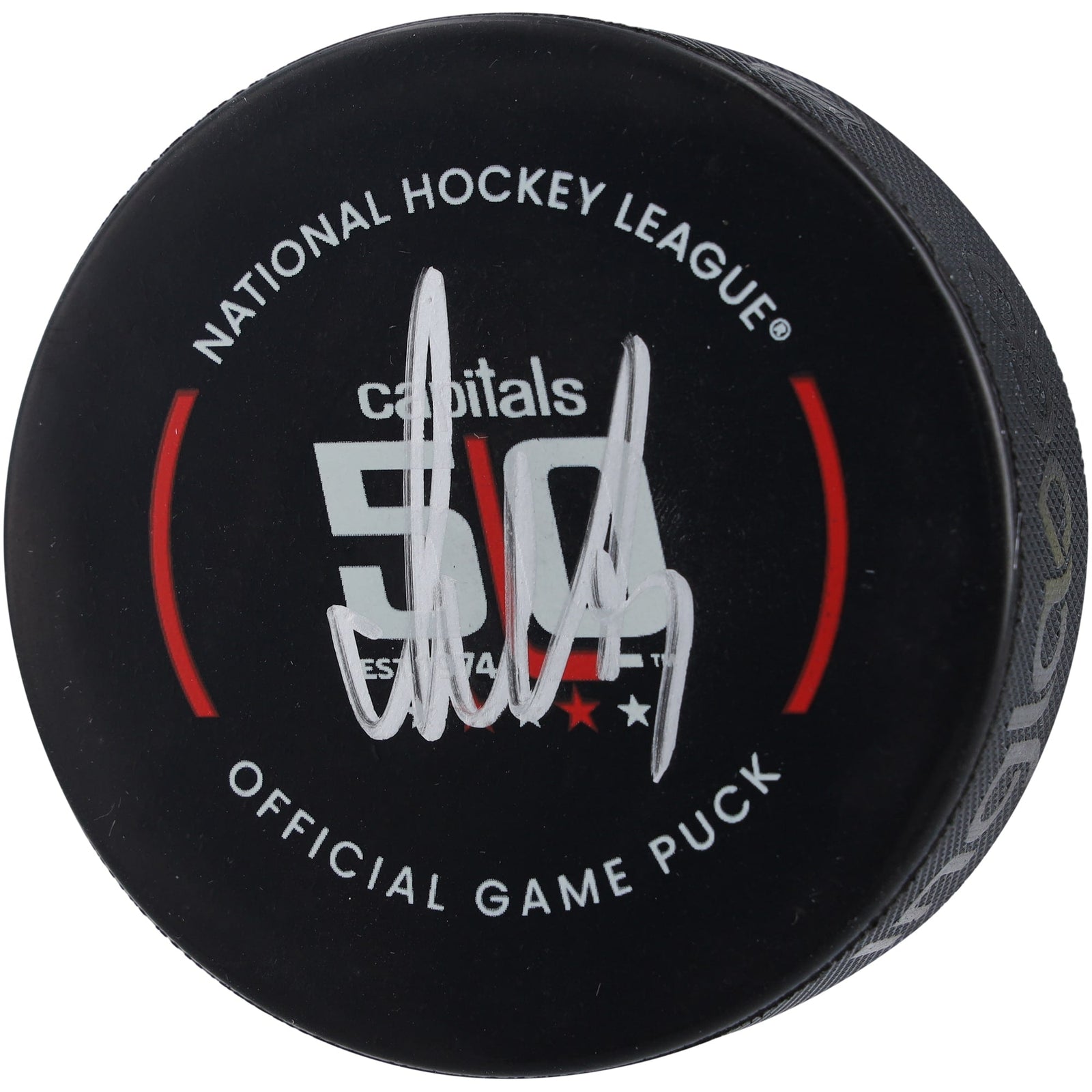 Alexander Ovechkin Washington Capitals Autographed Fanatics Authentic 50th Anniversary Official Game Puck - The Ballers Bank