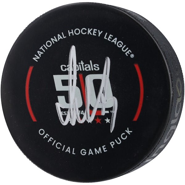 Alexander Ovechkin Washington Capitals Autographed Fanatics Authentic 50th Anniversary Official Game Puck - The Ballers Bank