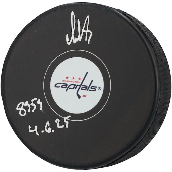 Alexander Ovechkin Washington Capitals Autographed Fanatics Authentic Hockey Puck with "895G 4 - 6 - 25" Inscription - The Ballers Bank