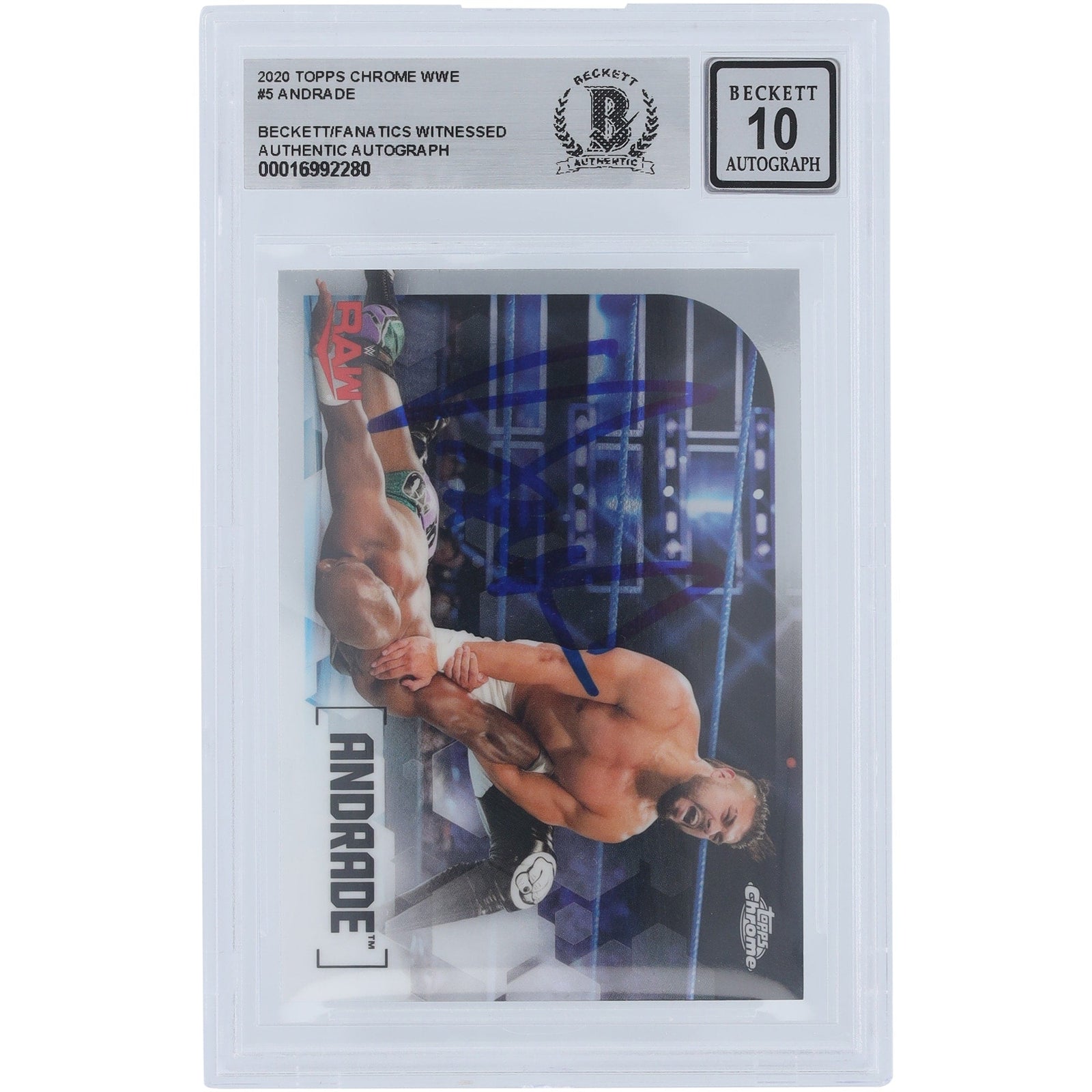 Andrade WWE Autographed 2020 Topps Chrome 5 Beckett Fanatics Witnessed Authenticated 10 Card - The Ballers Bank