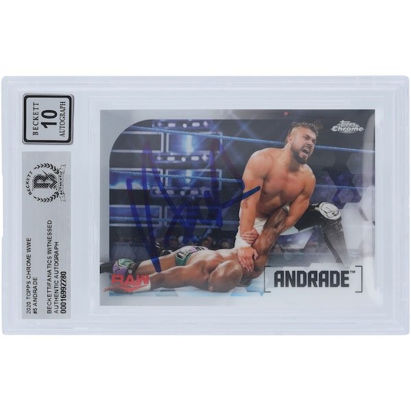 Andrade WWE Autographed 2020 Topps Chrome 5 Beckett Fanatics Witnessed Authenticated 10 Card - The Ballers Bank