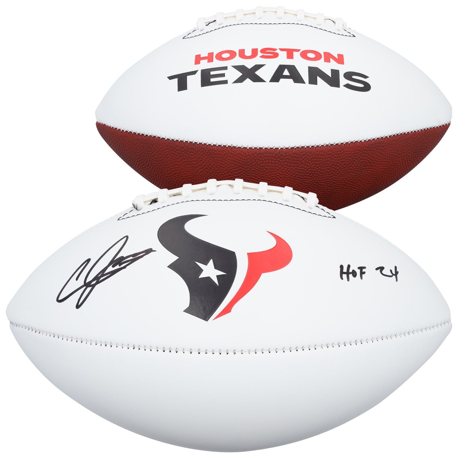 Andre Johnson Houston Texans Autographed Fanatics Authentic Franklin White Panel Football with "HOF 24" Inscription - The Ballers Bank