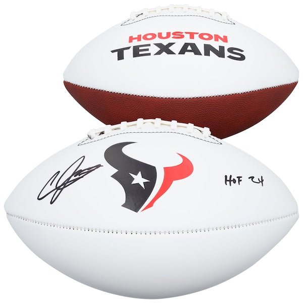 Andre Johnson Houston Texans Autographed Fanatics Authentic Franklin White Panel Football with "HOF 24" Inscription - The Ballers Bank