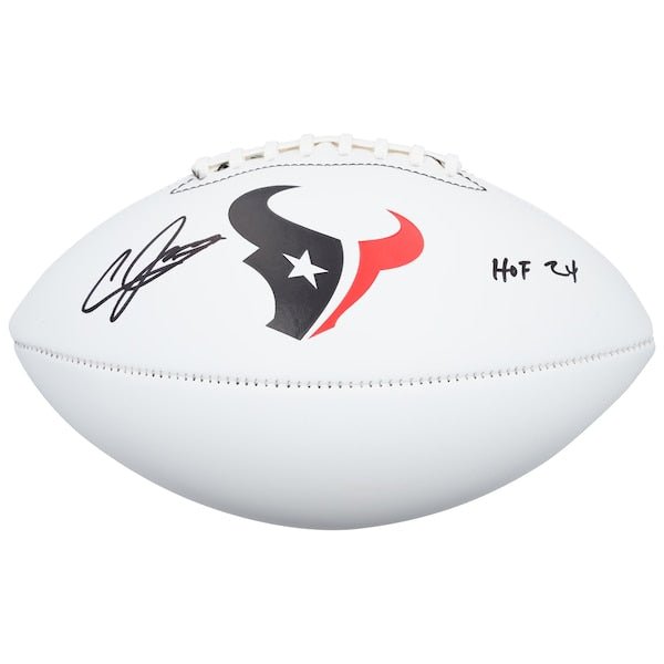 Andre Johnson Houston Texans Autographed Fanatics Authentic Franklin White Panel Football with "HOF 24" Inscription - The Ballers Bank