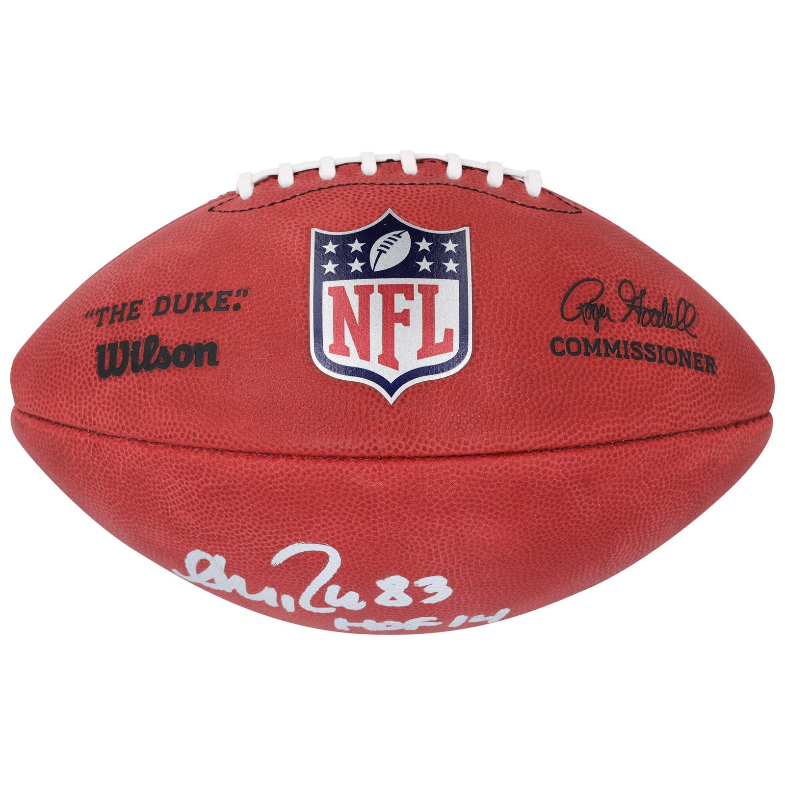 Andre Reed Buffalo Bills Autographed Fanatics Authentic Wilson Duke Full Color Football with "HOF 14" Inscription - The Ballers Bank
