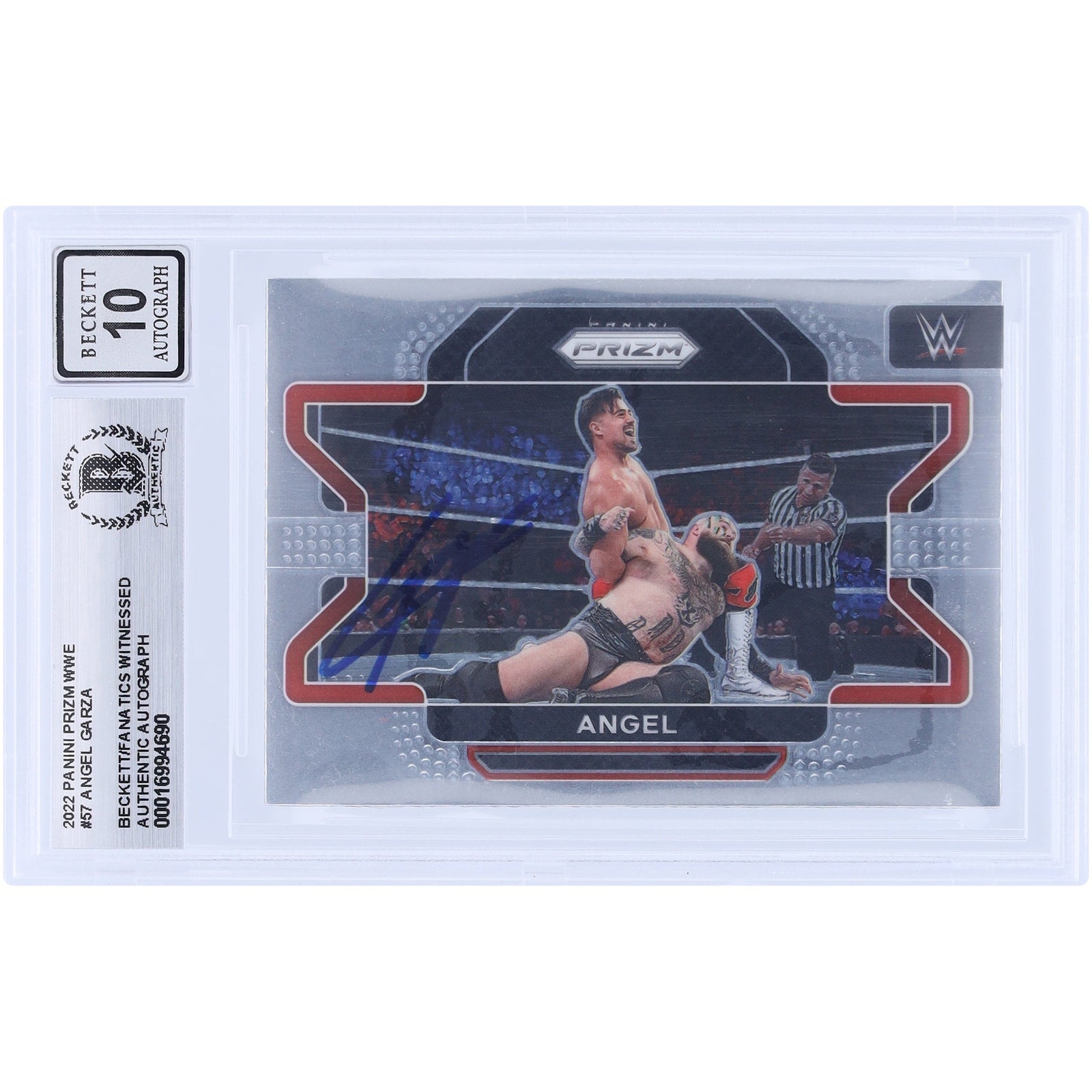 Angel Garza WWE Autographed 2022 Panini Prizm 57 Beckett Fanatics Witnessed Authenticated 10 Card - The Ballers Bank
