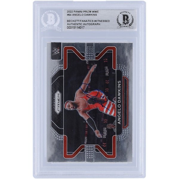 Angelo Dawkins WWE Autographed 2022 Panini Prizm 64 Beckett Fanatics Witnessed Authenticated Card - The Ballers Bank