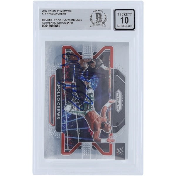 Apollo Crews WWE Autographed 2022 Panini Prizm 74 Beckett Fanatics Witnessed Authenticated 10 Card - The Ballers Bank