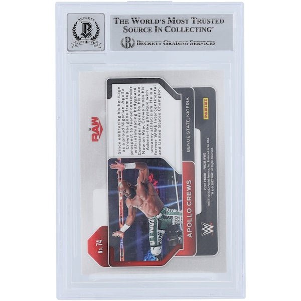 Apollo Crews WWE Autographed 2022 Panini Prizm 74 Beckett Fanatics Witnessed Authenticated 10 Card - The Ballers Bank