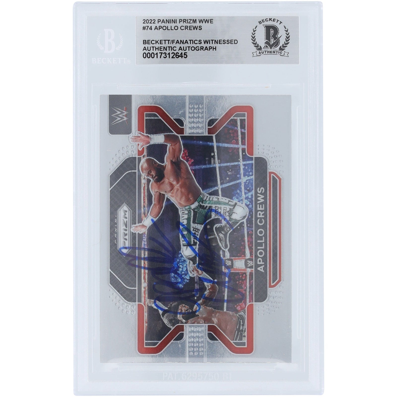 Apollo Crews WWE Autographed 2022 Panini Prizm 74 Beckett Fanatics Witnessed Authenticated Card - The Ballers Bank