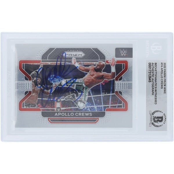Apollo Crews WWE Autographed 2022 Panini Prizm 74 Beckett Fanatics Witnessed Authenticated Card - The Ballers Bank