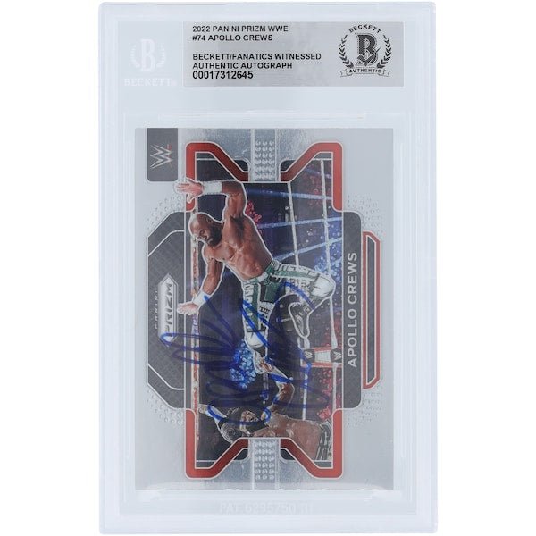 Apollo Crews WWE Autographed 2022 Panini Prizm 74 Beckett Fanatics Witnessed Authenticated Card - The Ballers Bank