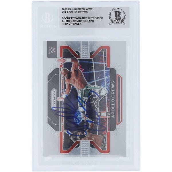 Apollo Crews WWE Autographed 2022 Panini Prizm 74 Beckett Fanatics Witnessed Authenticated Card - The Ballers Bank