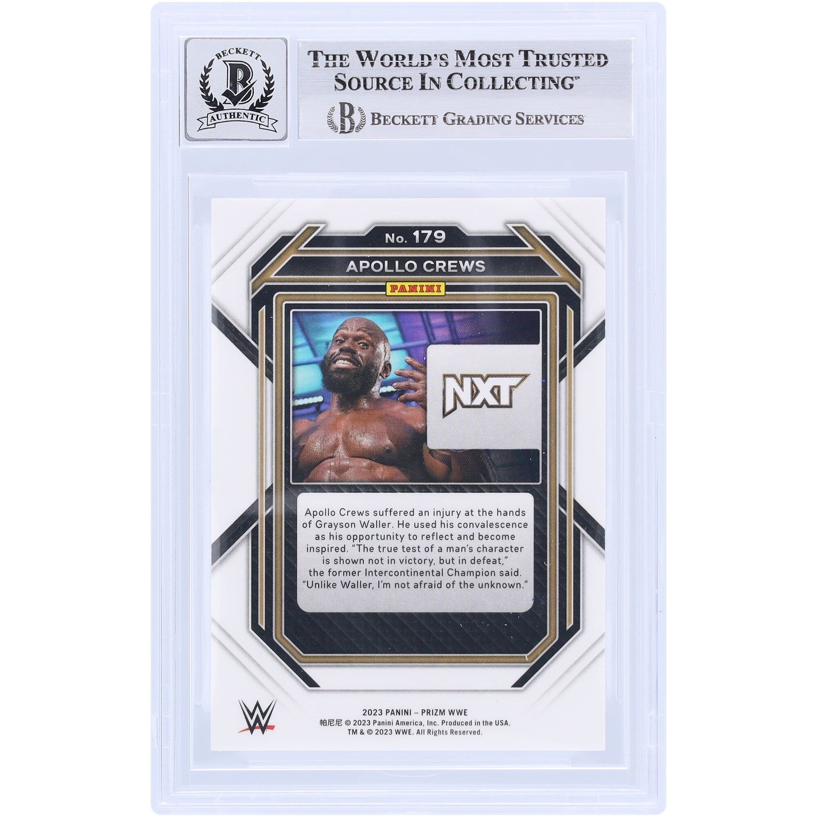 Apollo Crews WWE Autographed 2023 Panini Prizm 179 Beckett Fanatics Witnessed Authenticated 10 Card - The Ballers Bank