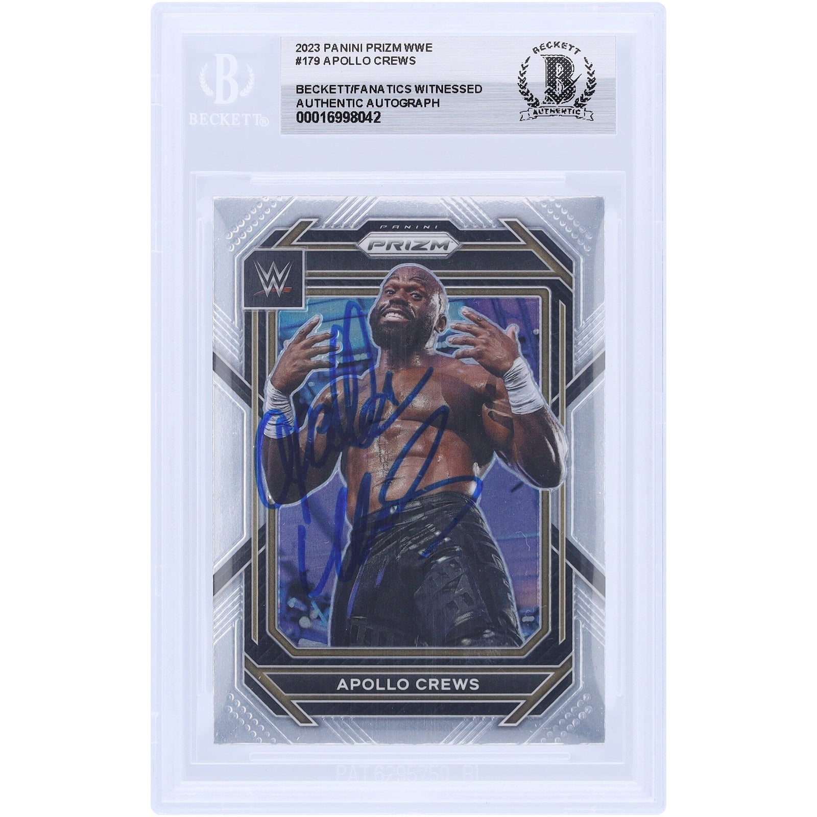 Apollo Crews WWE Autographed 2023 Panini Prizm 179 Beckett Fanatics Witnessed Authenticated Card - The Ballers Bank