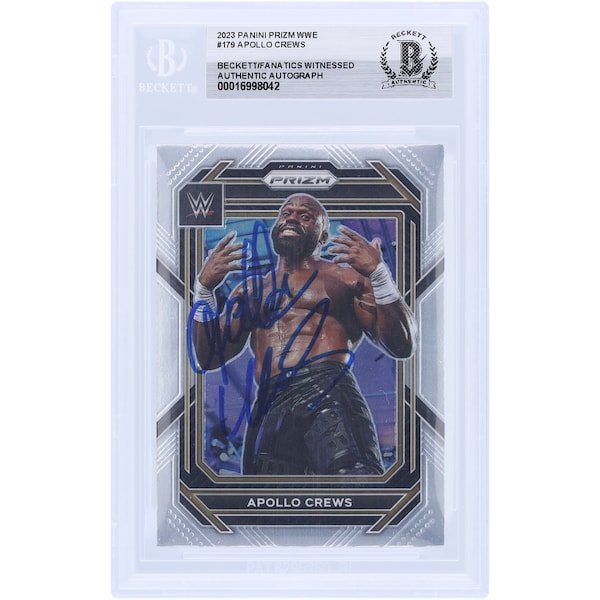 Apollo Crews WWE Autographed 2023 Panini Prizm 179 Beckett Fanatics Witnessed Authenticated Card - The Ballers Bank