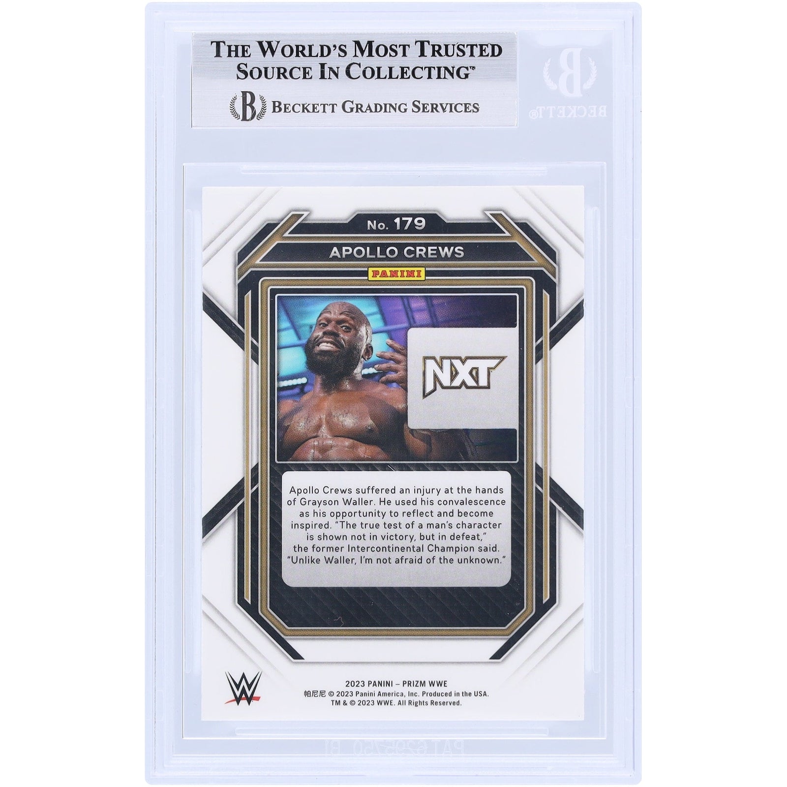 Apollo Crews WWE Autographed 2023 Panini Prizm 179 Beckett Fanatics Witnessed Authenticated Card - The Ballers Bank