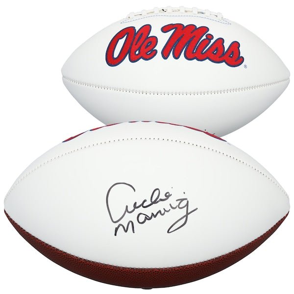 Archie Manning Ole Miss Rebels Autographed Fanatics Authentic White Panel Football - Signed with 18 - The Ballers Bank