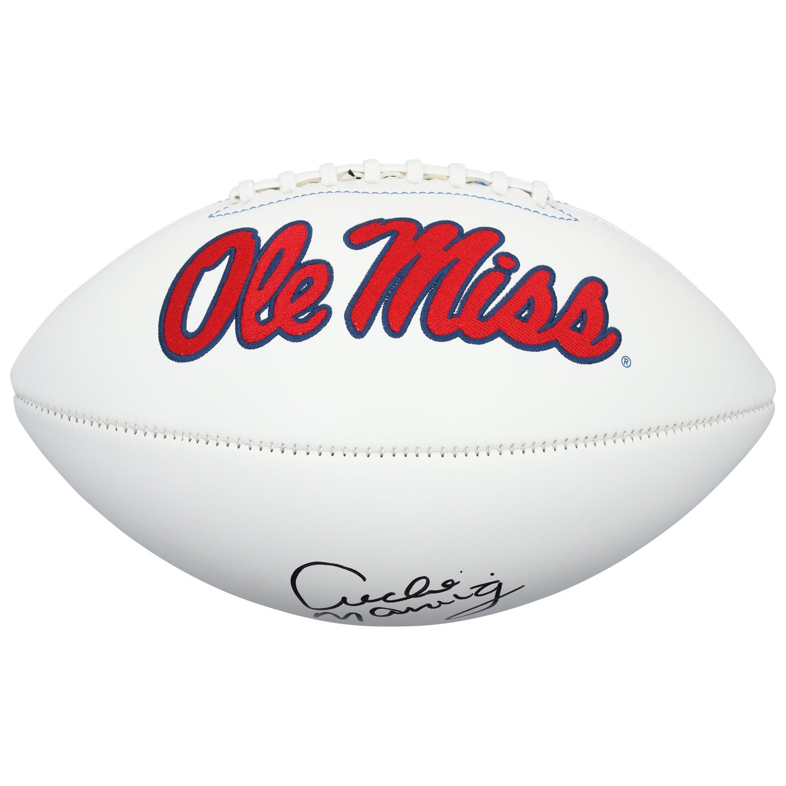 Archie Manning Ole Miss Rebels Autographed Fanatics Authentic White Panel Football - Signed with 18 - The Ballers Bank