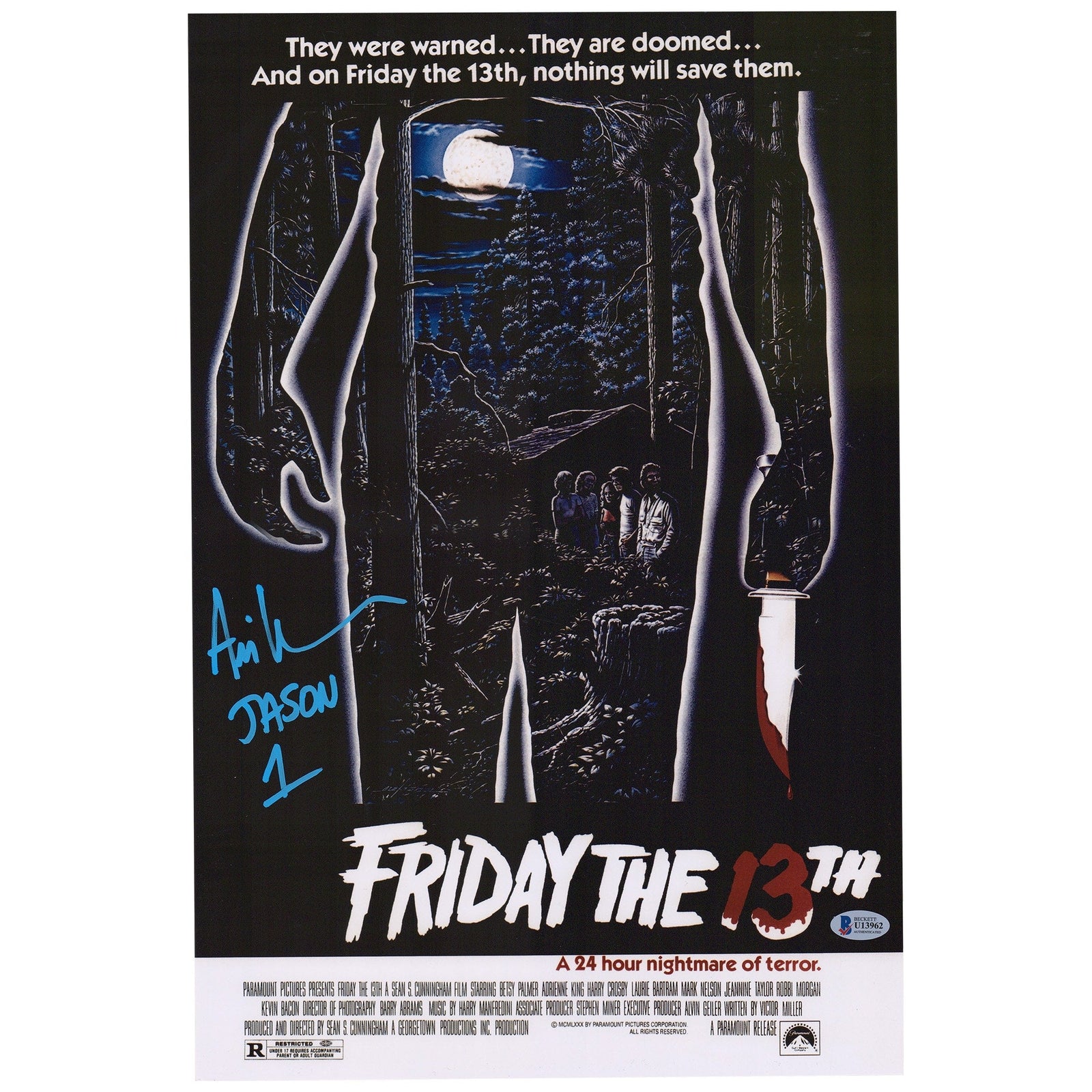 Ari Lehman Friday the 13th Autographed Fanatics Authentic Jason 12" x 18" Movie Poster - Signed in Blue - The Ballers Bank