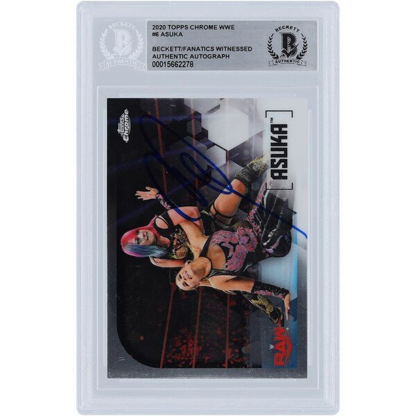 Asuka WWE Autographed 2020 Topps Chrome 6 Beckett Fanatics Witnessed Authenticated Card - The Ballers Bank