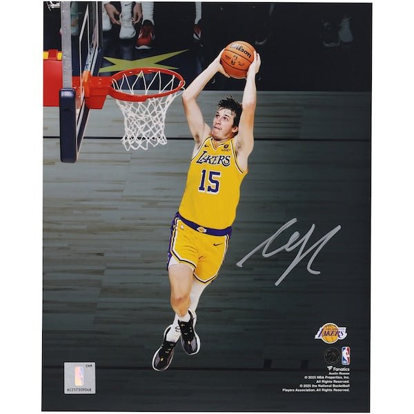 Austin Reaves Los Angeles Lakers Autographed Fanatics Authentic 8" x 10" Dunking Spotlight Photograph - The Ballers Bank