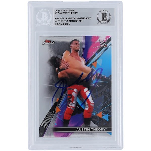 Austin Theory WWE Autographed 2021 Topps Finest 77 Beckett Fanatics Witnessed Authenticated Card - The Ballers Bank