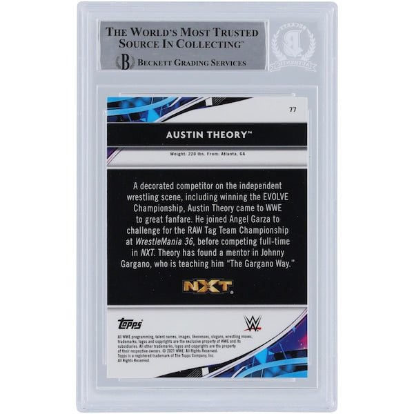 Austin Theory WWE Autographed 2021 Topps Finest 77 Beckett Fanatics Witnessed Authenticated Card - The Ballers Bank