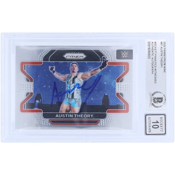 Austin Theory WWE Autographed 2022 Panini Prizm 87 Beckett Fanatics Witnessed Authenticated 10 Card - The Ballers Bank