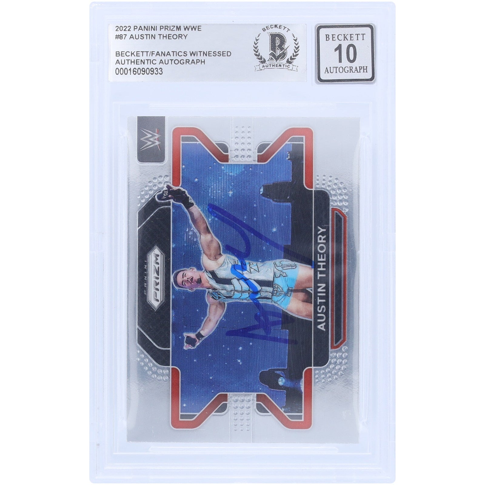 Austin Theory WWE Autographed 2022 Panini Prizm 87 Beckett Fanatics Witnessed Authenticated 10 Card - The Ballers Bank