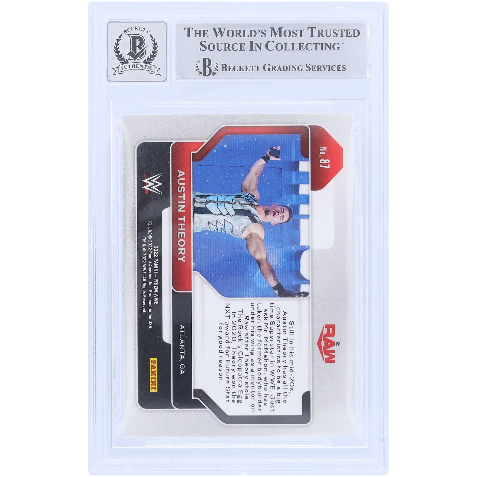 Austin Theory WWE Autographed 2022 Panini Prizm 87 Beckett Fanatics Witnessed Authenticated 10 Card - The Ballers Bank