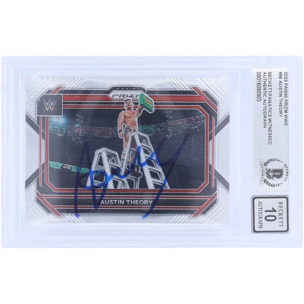 Austin Theory WWE Autographed 2023 Panini Prizm 96 Beckett Fanatics Witnessed Authenticated 10 Card - The Ballers Bank