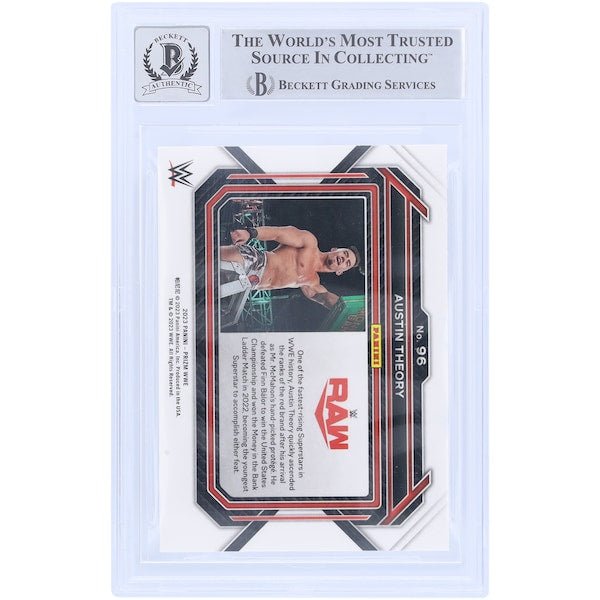 Austin Theory WWE Autographed 2023 Panini Prizm 96 Beckett Fanatics Witnessed Authenticated 10 Card - The Ballers Bank