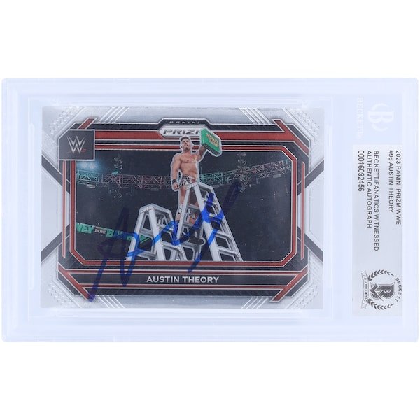 Austin Theory WWE Autographed 2023 Panini Prizm 96 Beckett Fanatics Witnessed Authenticated Card - The Ballers Bank
