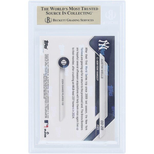 Austin Wells New York Yankees 2025 Topps Now Road to Opening Day OD - 28 BGS Authenticated 9.5 Card - The Ballers Bank
