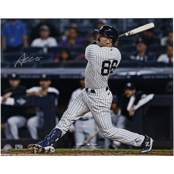 Austin Wells New York Yankees Autographed Fanatics Authentic 16" x 20" White Jersey Swinging Photograph - The Ballers Bank