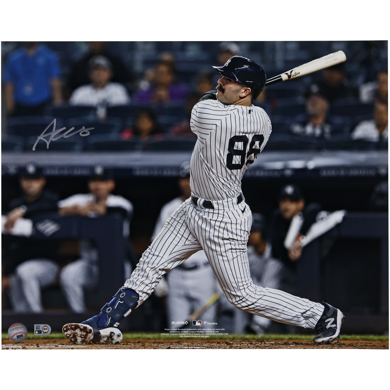 Austin Wells New York Yankees Autographed Fanatics Authentic 16" x 20" White Jersey Swinging Photograph - The Ballers Bank