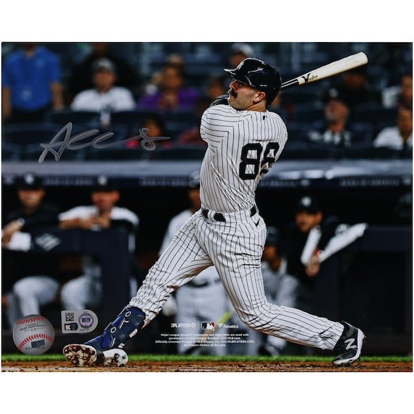 Austin Wells New York Yankees Autographed Fanatics Authentic 8" x 10" White Jersey Swinging Photograph - The Ballers Bank
